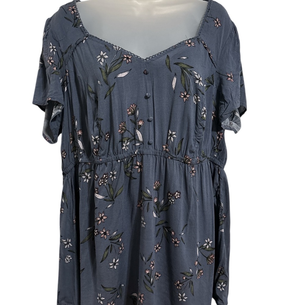 Torrid Blue Buttoned Relaxed Blouse